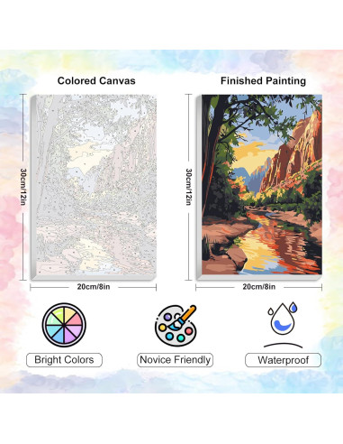 Kit de Pintura por Números Enmarcado Yezavesu 4 Piezas 20x30 cm