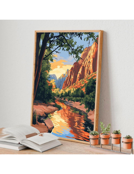 Kit de Pintura por Números Enmarcado Yezavesu 4 Piezas 20x30 cm