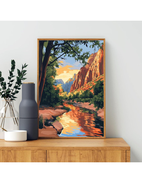 Kit de Pintura por Números Enmarcado Yezavesu 4 Piezas 20x30 cm