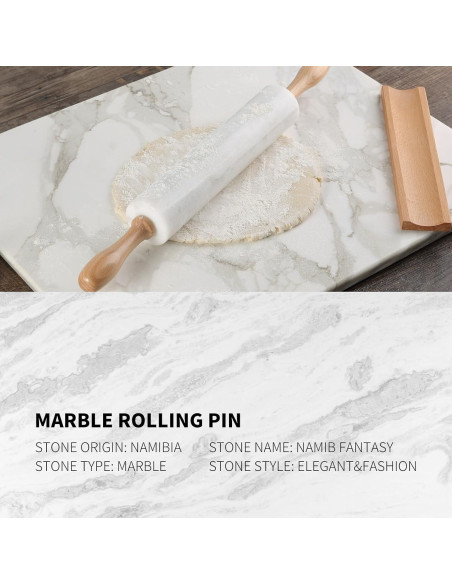 Rodillo de Mármol Koville 1.30 kg Antiadherente 45.97 cm