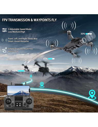 Dron Cuadricóptero RC APHDTMF E58 4K Plegable con Cámara HD