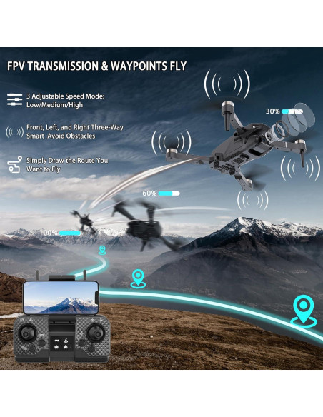 Dron Cuadricóptero RC APHDTMF E58 4K Plegable con Cámara HD