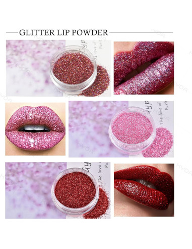 Kit de Labios Brillantes KYDA 3 Colores Polvo Metálico