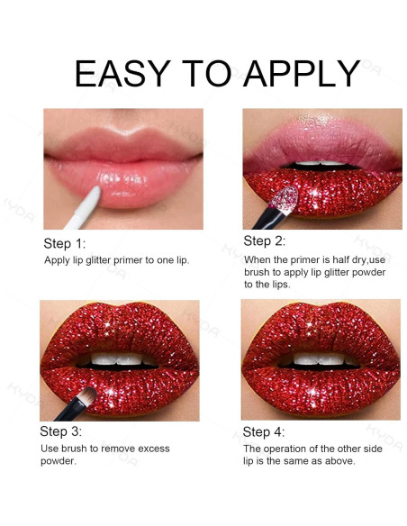 Kit de Labios Brillantes KYDA 3 Colores Polvo Metálico