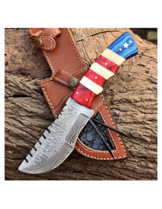 Cuchillo de Caza Fijo FAIQENTERPRICE 1211 TX Acero Damasco 25.4 cm