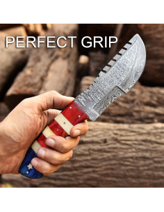 Cuchillo de Caza Fijo FAIQENTERPRICE 1211 TX Acero Damasco 25.4 cm 2