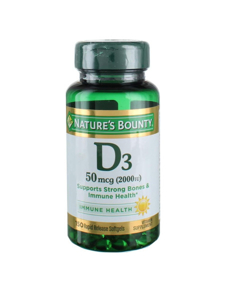 Suplemento Vitamina D3 Nature's Bounty 2000 UI 150 Gelatinas Suplemento Vitamina D3 Nature's Bounty 2000 UI 150 Gelatinas