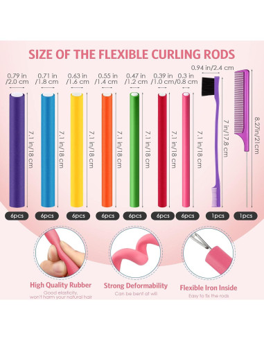 Conjunto de 44 Piezas Rizadores de Cabello Sin Calor Syhood