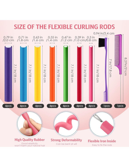 Conjunto de 44 Piezas Rizadores de Cabello Sin Calor Syhood