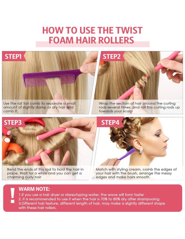 Conjunto de 44 Piezas Rizadores de Cabello Sin Calor Syhood