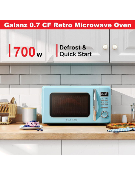 Horno Microondas Retro Galanz GLCMKZ07BER07 0.7 Pies Azul