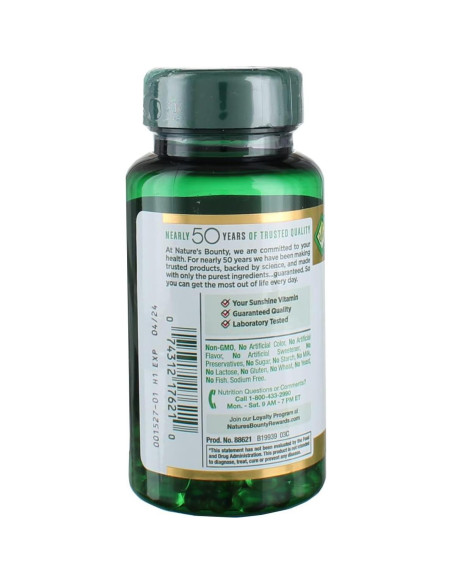 Suplemento Vitamina D3 Nature's Bounty 2000 UI 150 Gelatinas Suplemento Vitamina D3 Nature's Bounty 2000 UI 150 Gelatinas