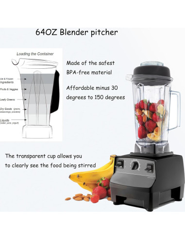 Jarra de licuadora Bxmgr 1.81L clara compatible Vitamix