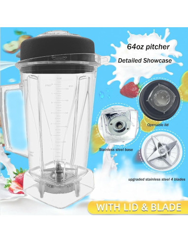 Jarra de licuadora Bxmgr 1.81L clara compatible Vitamix