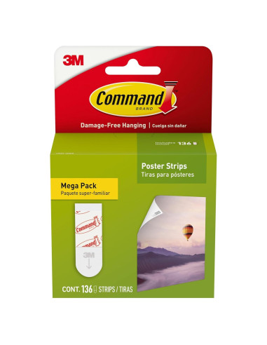 Tiras para Póster Command 136 Unidades Adhesivas Blancas