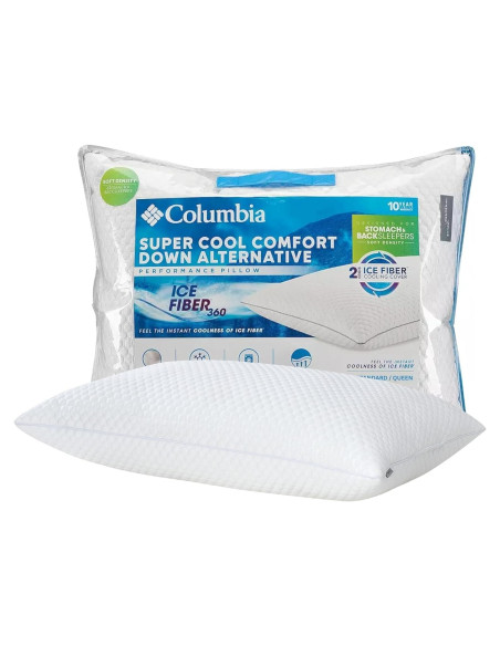 Almohada Columbia Comfort Ice Fiber para Dormir Espalda y Estómago