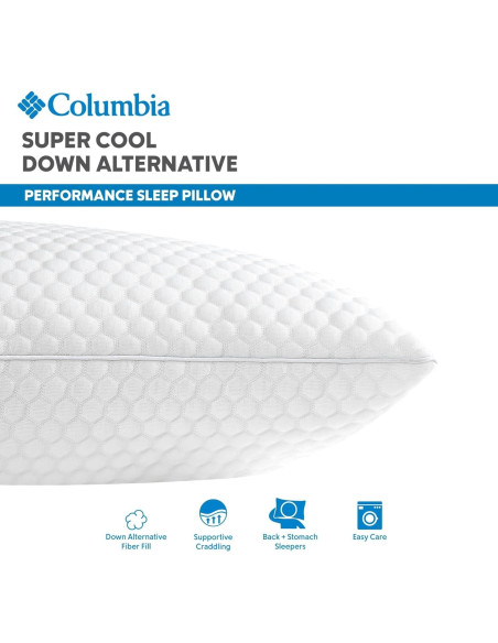 Almohada Columbia Comfort Ice Fiber para Dormir Espalda y Estómago