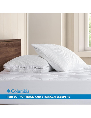 Almohada Columbia Comfort Ice Fiber para Dormir Espalda y Estómago