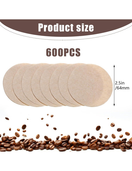 Filtros de Café Desechables Prudiut 600 Pcs 64mm Sin Blanquear