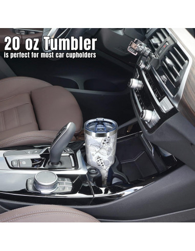 Taza de Acero Inoxidable Aislada 20oz CHLJAR Floral Gris