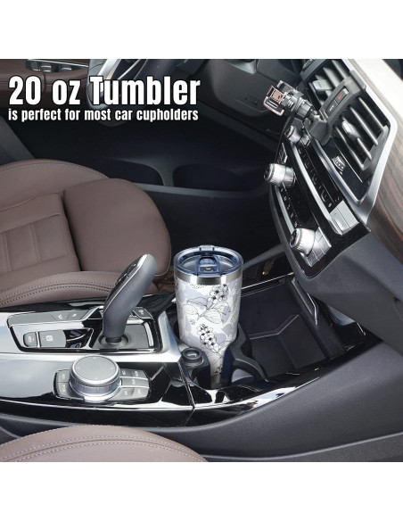 Taza de Acero Inoxidable Aislada 20oz CHLJAR Floral Gris