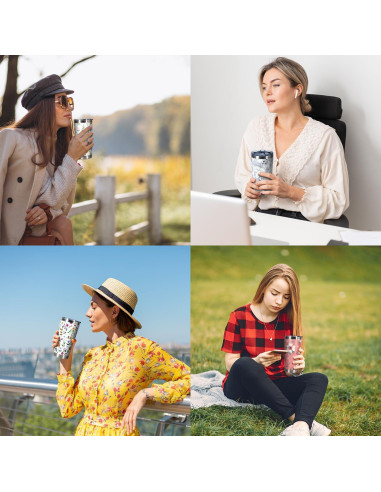 Taza de Acero Inoxidable Aislada 20oz CHLJAR Floral Gris