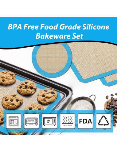 UBeesize 3 Tapetes de Silicona para Hornear Reutilizables 16.5x11.5