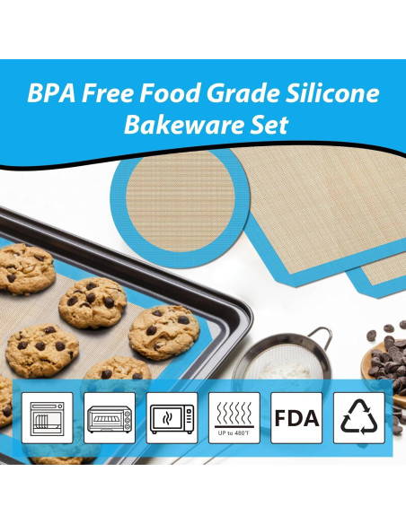 UBeesize 3 Tapetes de Silicona para Hornear Reutilizables 16.5x11.5