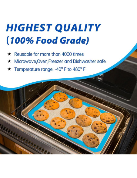 UBeesize 3 Tapetes de Silicona para Hornear Reutilizables 16.5x11.5