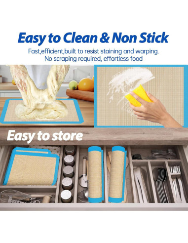 UBeesize 3 Tapetes de Silicona para Hornear Reutilizables 16.5x11.5