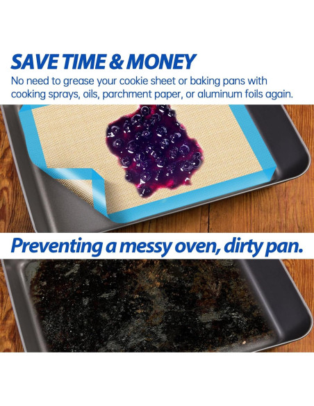 UBeesize 3 Tapetes de Silicona para Hornear Reutilizables 16.5x11.5