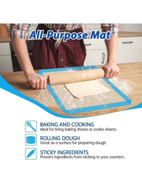 UBeesize 3 Tapetes de Silicona para Hornear Reutilizables 16.5x11.5