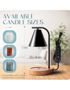 Lámpara Calentadora de Velas Aimoptg Retro con Regulador y Temporizador 2