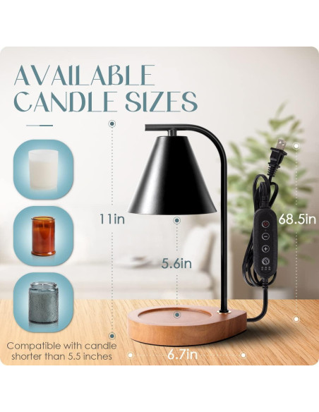 Lámpara Calentadora de Velas Aimoptg Retro con Regulador y Temporizador Lámpara Calentadora de Velas Aimoptg Retro con Regulador y Temporizador