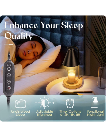 Lámpara Calentadora de Velas Aimoptg Retro con Regulador y Temporizador Lámpara Calentadora de Velas Aimoptg Retro con Regulador y Temporizador