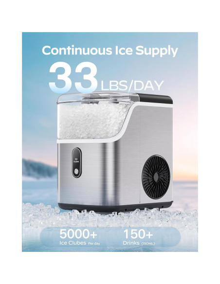 Fabricador de Hielo Nugget HOMEZAY 15 kg/día Compacto