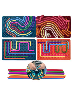 Tablero de Actividad Sensorial Geojec 2Pack Azul Naranja 14 Cuerdas