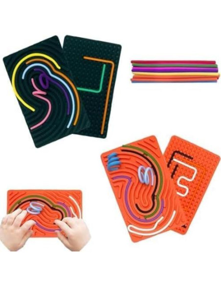 Tablero de Actividad Sensorial Geojec 2Pack Azul Naranja 14 Cuerdas