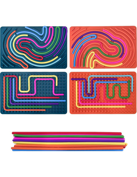 Tablero de Actividad Sensorial Geojec 2Pack Azul Naranja 14 Cuerdas