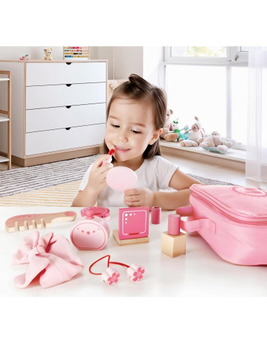 Juego de Belleza de Madera Hape - Accesorios de Maquillaje 11 Piezas