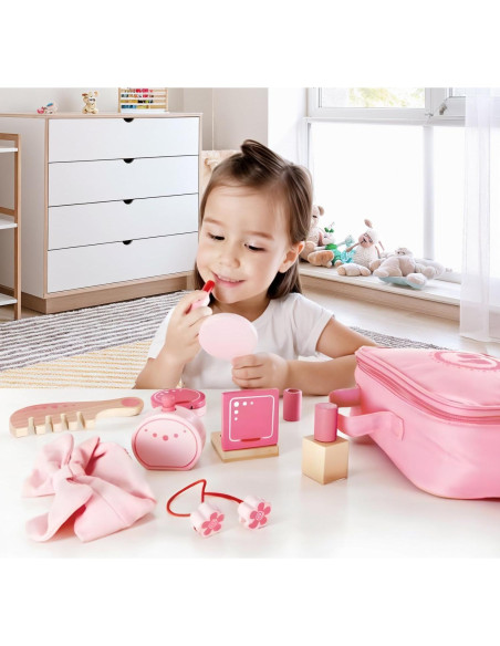 Juego de Belleza de Madera Hape - Accesorios de Maquillaje 11 Piezas