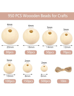 950 Cuentas de Madera Natural Pojah para Manualidades DIY 2
