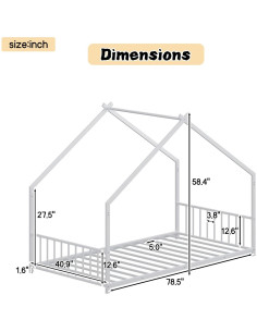 Cama Casa Twin WDYLWFHW con Luces LED y Estructura de Metal 2