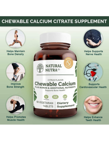Suplemento de Calcio Masticable Natural Nutra 60 Tabletas