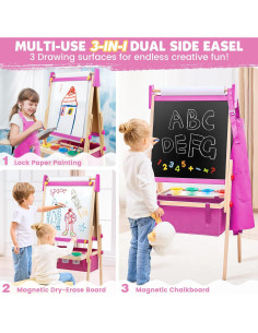Caballete de Arte Ajustable Artally para Niños Rosa 3 en 1 2