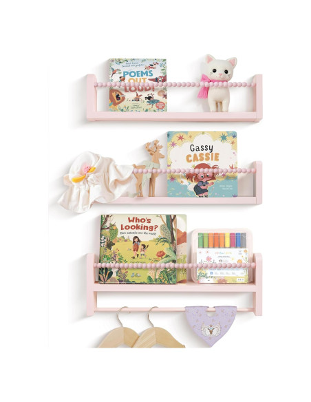 Estantería Flotante Rosa Mazjoaru - Juego de 3 Unidades 40.6 cm