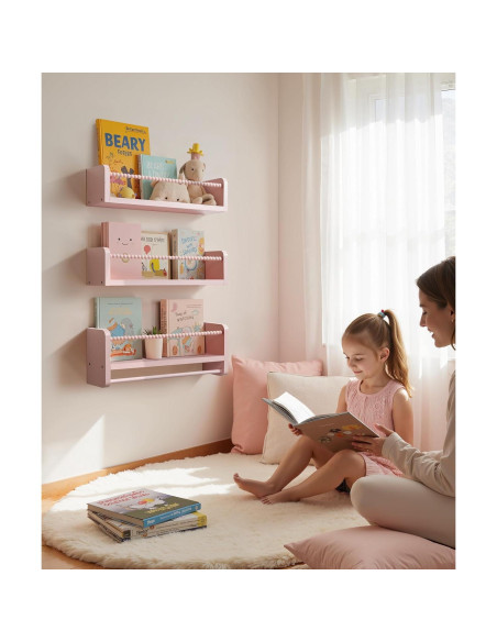 Estantería Flotante Rosa Mazjoaru - Juego de 3 Unidades 40.6 cm