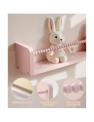 Estantería Flotante Rosa Mazjoaru - Juego de 3 Unidades 40.6 cm