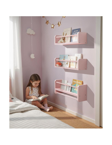 Estantería Flotante Rosa Mazjoaru - Juego de 3 Unidades 40.6 cm