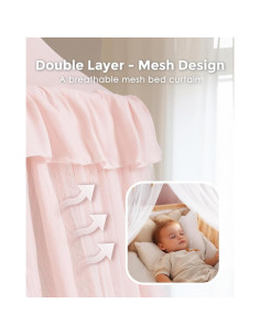 Dosel de Cama Rosa Little Dove 65 cm x 269 cm Lavable 2